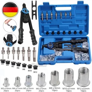 Nietmutternzange Gewindenieten Zange Set 160 Nietmuttern M3-M12 Nietmutternzange - Bild 1 von 20