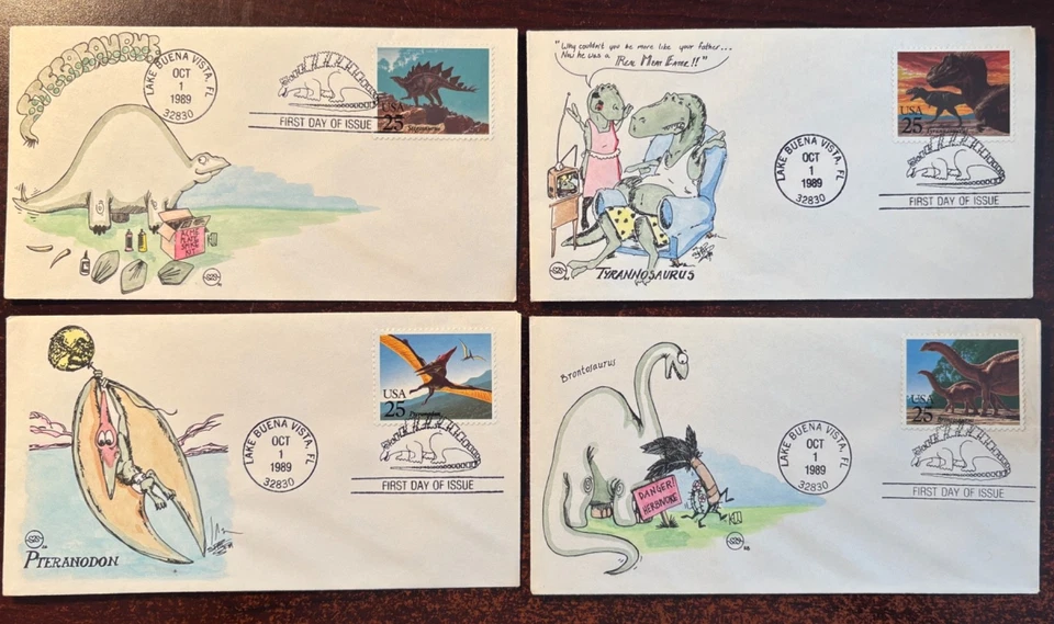 #2422-25 Dinosaurs set FDC on beautiful Steve Wilson cachet, limited - Image 1 of 1
