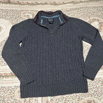 Suéter FOSSIL 1/4 Cremallera Punto Cable-Azul-GRANDE-Mezcla Algodón/Lana Juvenil Grande Foto 1 de 4
