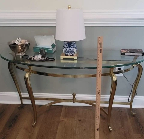 Ethan Allen Hollywood Regency Glass & Brass Coffee Cocktail Table Cover