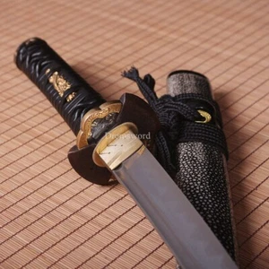 Folded Steel Clay Tempered Wakizashi Japanese Samurai Sword Full Rayskin Saya - Picture 1 of 18