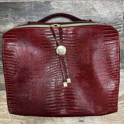 Estuche de viaje grande de maquillaje cosmético de cocodrilo rojo Estee Lauder 12" X 10" X 4" en muy buena condición Foto 1 de 4