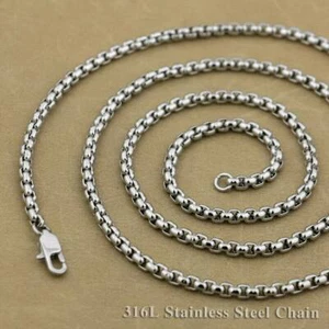 Stainless Steel Diameter 3.5mm Box Chain Biker Punk Necklace 5N001B 16"~36" - Picture 1 of 17