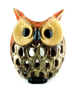 Large Horned Owl Lantern Candle Holder Glazed Ceramic Home Decor New - Picture 1 of 4