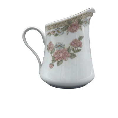 Crema Symphony Fairfield rosa y azul flores borde tostado borde dorado usada en excelente estado Foto 1 de 4