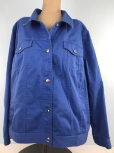 CHAPS Jacket 2XL Denim Jean Button Front Cotton Blue - Picture 1 of 10