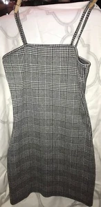 Vestido lápiz a cuadros negro/blanco con correa de espagueti Shein para mujer talla pequeña - Imagen 1 de 4