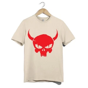 Devil Horn Red Skull T-Shirt Gothic Biker Style | Unisex Edgy Graphic Tee Punk - Picture 1 of 20