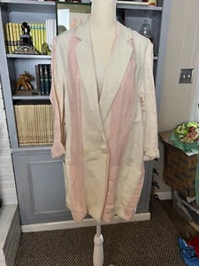 Vintage Giuseppe 100% Linen Pink & White Striped Blazer Size  10/42 - Picture 1 of 7