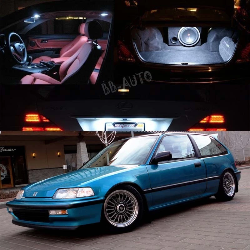 For 88-91 Honda Civic White Xenon LED Interior Bulb Full Package Kit - Image 1 of 1