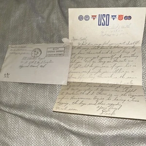 1942 Segunda Guerra Mundial Carta Ft Dix To Edgewood Arsenal MD: USO Membrete Prisoner’s Camp - Imagen 1 de 1