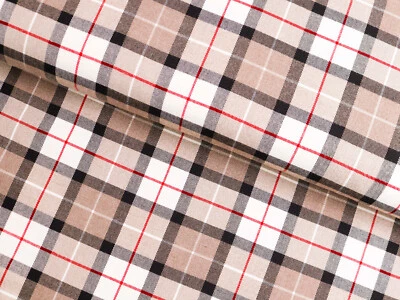 SCHOTTENKARO Karo Stoff Glencheck Kilt Meterware Camel Creme Schwarz EUR 13,98/m - Bild 1 von 2