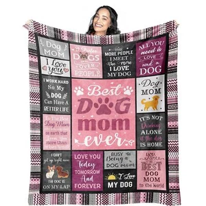 Dog Mom Blanket 60"x50" Gift for Dog Lover Owner Women Christmas Birthday - Picture 1 of 7