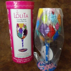 LOLITA Hand Painted Stem Wine Glass “Time To Soar” LOVE MY WINE New - Bild 1 von 6