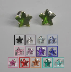 Crystal star stud earrings. Silver plated. 7mm diameter. 8 colours. CLEARANCE - Picture 1 of 82