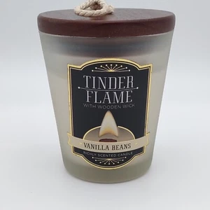 DW Home Wooden Wick Candle Vanilla Beans Tinder Flame Richly Scented 10 Oz - Picture 1 of 5