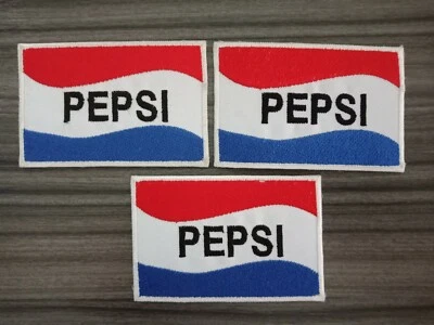 3 pcs PEPSI Soda Embroidered Patch Iron or Sew on Shirt Jacket bag hat Jeans - Image 1 of 4
