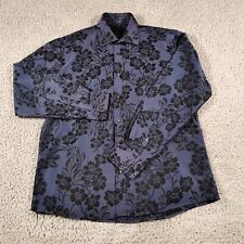 Duchamp Shirt Mens Extra Large Blue Black Floral Print