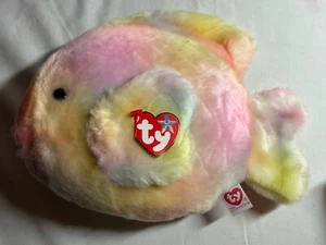 2000 Retired Ty Beanie Buddy Coral Tie Dye Fish Plush 10" - Picture 1 of 5