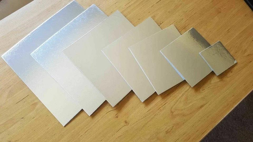 Square Cake Boards Board Cardboard 3,4,5,6,7,8,9,10 inch Silver Color cakeboards - Image 1 of 1