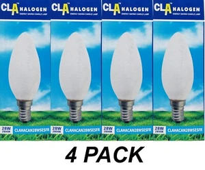 4 x 28W Pearl E14 Candle Shaped Light Globes Bulbs Lamps Small Screw Halogen - Picture 1 of 4