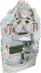 PEACOCKS CARVED wood Mirror 3 D Wall MIRROR Bohemian Tropical Coastal Decor - Picture 1 of 12
