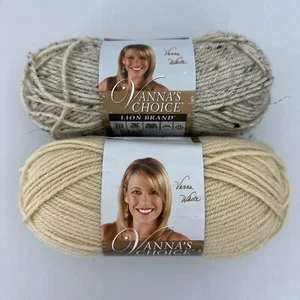 Lot of 2 Lion Brand Yarns Vanna's Choice Colors Oatmeal #400 & Beige #123 New - Picture 1 of 17