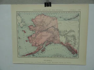 Vintage 1895 Map of ALASKA Old Antique Original Atlas 15" x 12" - Picture 1 of 2