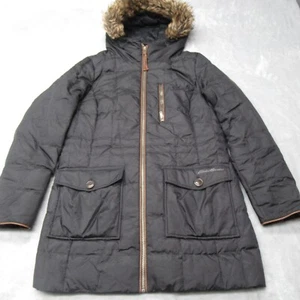 Eddie Bauer Down Parka Jacket Womens PS Brown Faux Fur Hood Trim Full Zip - Picture 1 of 16