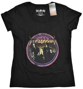 Official Def Leppard Ladies T Shirt Vintage Circle Band Logo M L  XXL - Picture 1 of 13