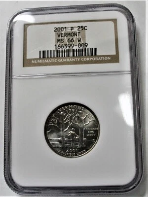 2001 P VERMONT WASHINGTON QUARTER! GRADED MS66 BY NGC! - Image 1 of 4