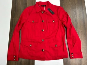 NEW Talbots Womens 12 Red Button Utility Jacket With Pockets & Buttons NWT $119 - Picture 1 of 10