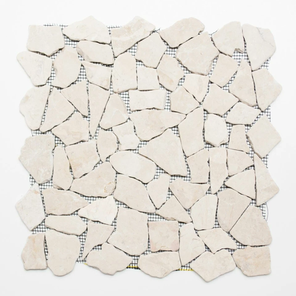 Natursteinmosaik Bruch Marmor beige Boden Bad Fliesenspiegel 10Matten 44-30-10 f