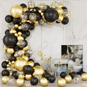 Globos Negro Dorado, Arco de Globos, Kit de Fiesta 121 Piezas - Cumpleaños - Imagen 1 de 10