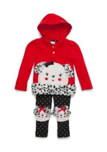 NANNETTE Baby Girls' 18M Red Dog Hoodie and Leggings Set NWT - Picture 1 of 2