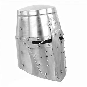 Medieval Era Crusader Great Helm Knight Steel Helmet | Perfect for LARP Costume - Foto 1 di 3