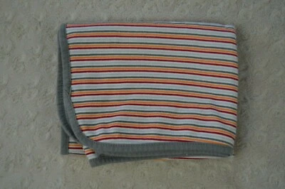 Manta Bebé Rene Rofe Rayas Gris Blanco Rojo Naranja Fina Algodón Elástico Lovey Foto 1 de 4