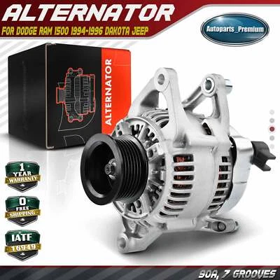 Alternador para Dodge Ram 1500 2500 3500 Dakota Jeep 90A CW 7 ranuras 65 mm polea Foto 1 de 4