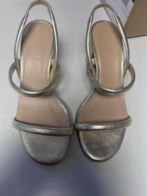 $228 ¡NUEVO! Sandalias J.Crew Lucie con cordones tacón ancho cuero metálico dorado talla 6 Foto 1 de 4