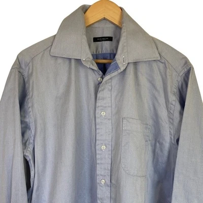 Burberry London Men's Blue French Cuff Button Front Dress Shirt Size 16R Chevron - Image 1 of 4