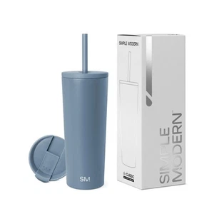 Insulated Tumbler with Lid and Straw | Iced Coffee Cup Reusable Stainless Ste... - Picture 1 of 6