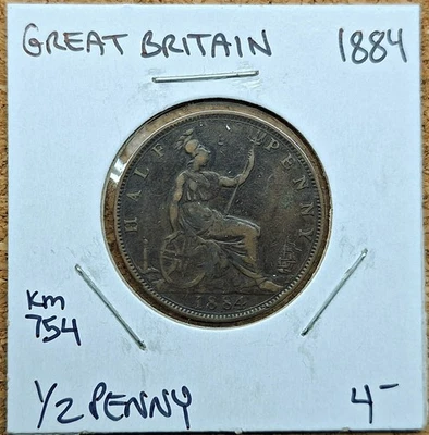 Nice Old Victoria British 1/2 penny half 1884 Coin Vintage World Foreign !! - Image 1 of 2