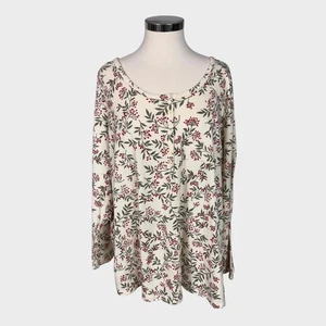 Woman Within Größe 22/24 1X Langarm-T-Shirt Urlaub Stechpalme beere Baumwolle Poly - Bild 1 von 9