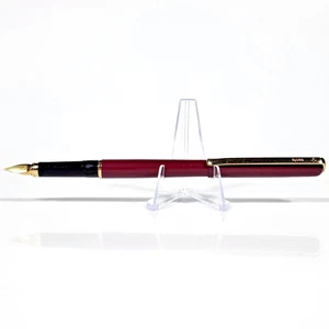 Vtg Elysee Germany Fountain Pen Laque Burgundy GT SS Gold PLated F Nib - Damaged - Picture 1 of 24