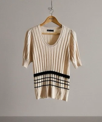 M&S Lightweight Shirt Sleeved Linen Mix Jumper Size 12 - Image 1 of 4