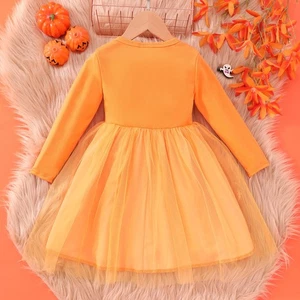Vestido Naranja Halloween Vestido de Baile Lindo Niños Niñas Vestidos Fiesta Disfraz - Imagen 1 de 6