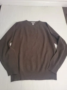 Suéter Daniel Cremieux 100 % cachemir para hombre talla grande acanalado cuello redondo marrón - Imagen 1 de 8