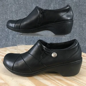 Clarks Zapatos Mujer 8 M Channing Ann Informales Cremallera Lateral Cuña Mocasín Cuero Negro - Imagen 1 de 17