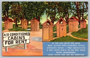 Cartolina d'epoca in affitto cabine climatizzate in lino umoristica - Foto 1 di 2