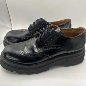 Mocasines gruesos Voile Blanche para mujer 8 puntas de ala negros con cordones - Imagen 1 de 8